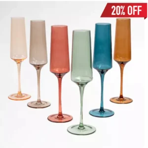 Colored Champagne Flute Glasses (Set of 6)