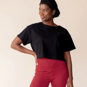 Organic Cotton Short Sleeve Rib Knit Crop Top